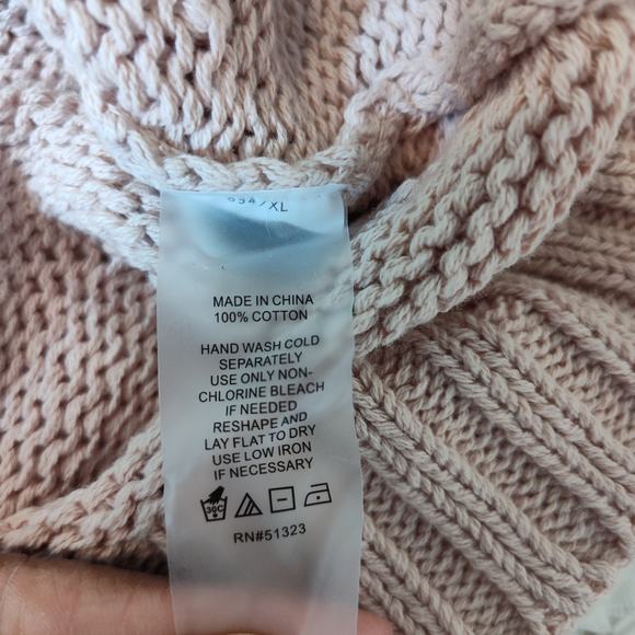 VINCE CAMUTO CABLE KNIT SWEATER 100% COTTON WOMEN XL PULLOVER PINK NWT  MSRP$90 - Picture 7 of 12